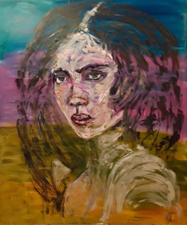 Painting titled "Regarde de résistan…" by Hélène De Tyndare, Original Artwork, Oil