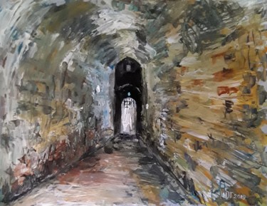 Painting titled "Light at the end of…" by Hélène De Tyndare, Original Artwork, Acrylic