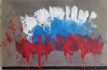 Painting titled "Drapeaux russe" by Hélène De Tyndare, Original Artwork, Oil