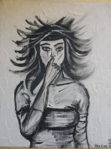 Peinture intitulée "Femme inquiète" par Helene Delfosse Gonnet, Œuvre d'art originale