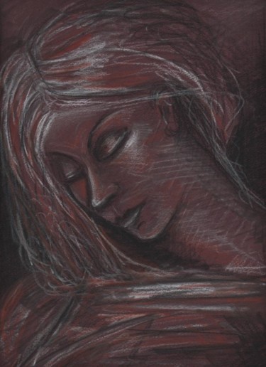 Painting titled "Femme pensive" by Helene Delfosse Gonnet, Original Artwork