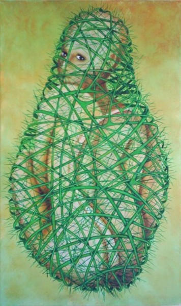 Peinture intitulée "le cocon" par Hélène Grasset, Œuvre d'art originale