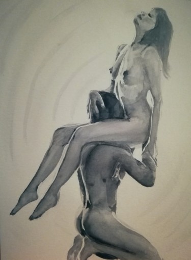 Painting titled "Passion soumise" by Marmotte, Original Artwork, Watercolor
