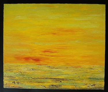 Peinture intitulée "RED SUN" par Helene Juaneda, Œuvre d'art originale, Huile