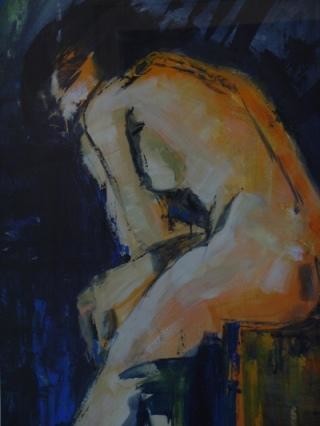 Pintura intitulada "Nude 1" por Helene Khoury, Obras de arte originais, Óleo