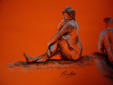 Dessin intitulée "En direct pastel nue" par Helene Rouillier, Œuvre d'art originale, Pastel