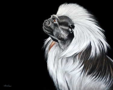 Dessin intitulée "Regard Primate" par Hélène Roux, Œuvre d'art originale, Pastel