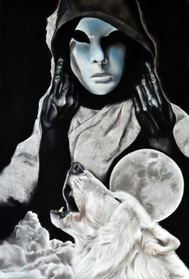 Desenho intitulada "L'empire des loups" por Hélène Roux, Obras de arte originais, Pastel