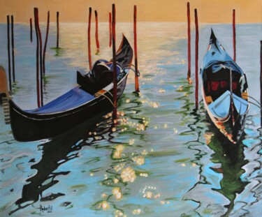 Peinture intitulée "Venetian sunset" par Helen Hill, Œuvre d'art originale, Huile