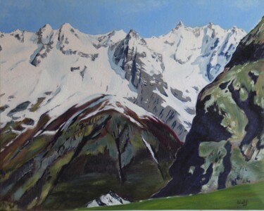 Painting titled "Mountain chain. Mon…" by Helen Hill, Original Artwork, Oil