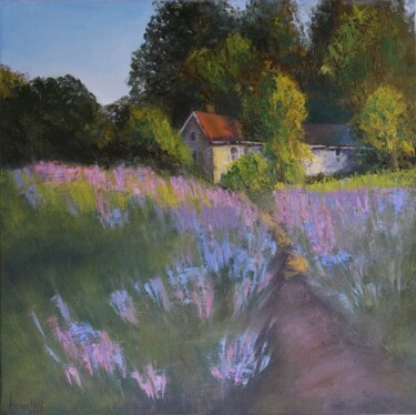 Malerei mit dem Titel "Spring in the forest" von Helen Hill, Original-Kunstwerk, Öl