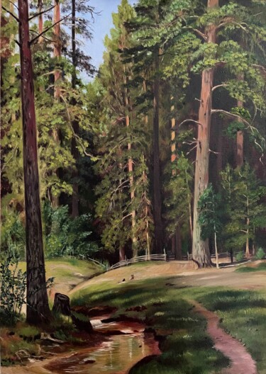 Painting titled "Edge of the forest" by Helen Hill, Original Artwork, Oil