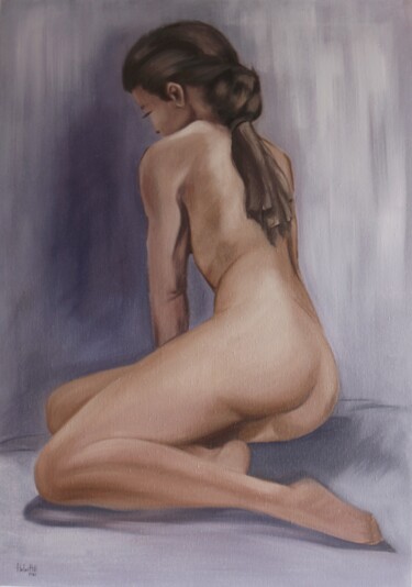 Painting titled "Nude morning" by Helen Hill, Original Artwork, Oil