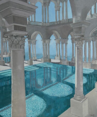 Malarstwo zatytułowany „Paradise pool” autorstwa Helen Hill, Oryginalna praca, Olej