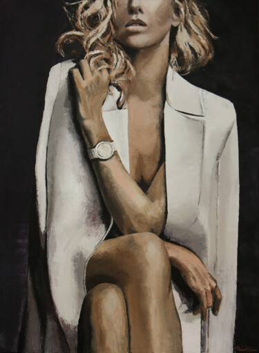 Картина под названием "Stranger in white" - Helen Hill, Подлинное произведение искусства, Масло