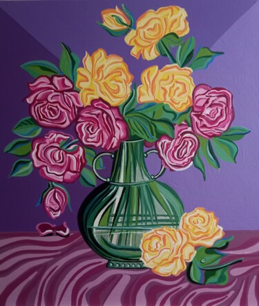 Pintura intitulada "Vaso de Flores" por Helenilce, Obras de arte originais, Acrílico