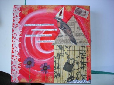 Collages titled "the bird of courage" by La Fée Antique, Original Artwork