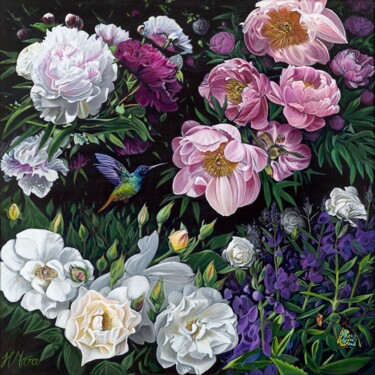 Peinture intitulée "The Garden of Life" par Helen Mitra, Œuvre d'art originale, Acrylique
