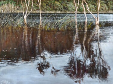 Painting titled "The Reeds" by Helen Mitra, Original Artwork, Oil