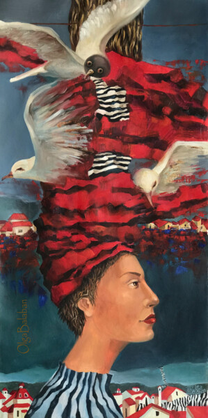 Peinture intitulée ""Birds like thought…" par Helga Balaban, Œuvre d'art originale, Huile