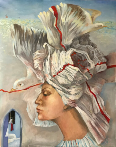 Malerei mit dem Titel ""Freedom of thought"" von Helga Balaban, Original-Kunstwerk, Öl