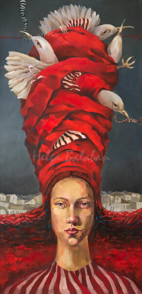 Pittura intitolato ""Thought Birds"" da Helga Balaban, Opera d'arte originale, Olio