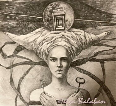 Rysunek zatytułowany „"Labyrinth "Choice"” autorstwa Helga Balaban, Oryginalna praca, Grafit