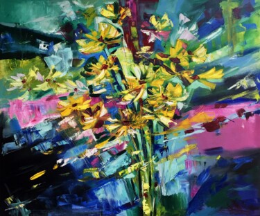Pintura titulada ""Abstract flowers"" por Helga Balaban, Obra de arte original, Oleo