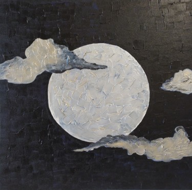 Peinture intitulée "Skyscape No.1 Silve…" par Helga G, Œuvre d'art originale, Acrylique