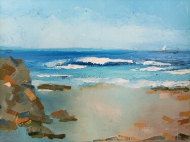 Painting titled "Seascape21 Mediterr…" by Helga G, Original Artwork, Oil