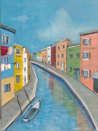 Cityscape No.6 Burano,Veneto,Italy Pittura intitolato "Cityscape No.6 Bura…" da Helga_g, Opera d'arte originale, Olio