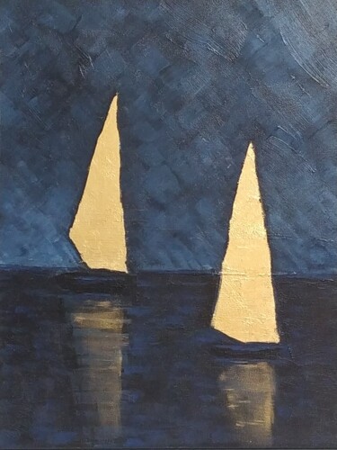 Painting titled "Night sails" by Helga G, Original Artwork, Acrylic