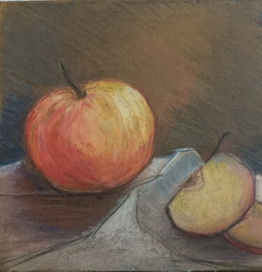 Painting titled "Still life 8. Apple" by Helga G, Original Artwork, Pastel