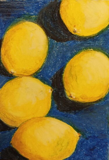 Painting titled "Still life 11 Lemon…" by Helga G, Original Artwork, Pastel