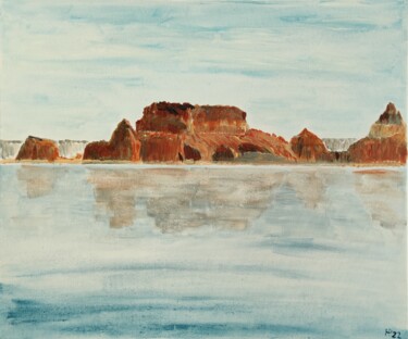 Painting titled "Lake Powell" by Helga Pfannkuche, Original Artwork, Acrylic