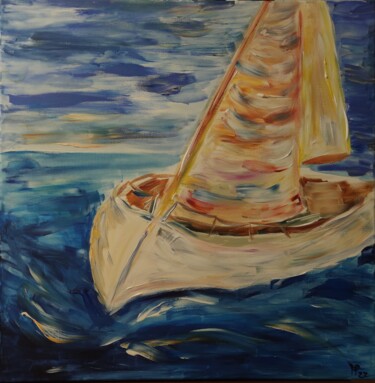 Картина под названием "Mit dem Wind" - Helga Pfannkuche, Подлинное произведение искусства, Акрил Установлен на Деревянная ра…