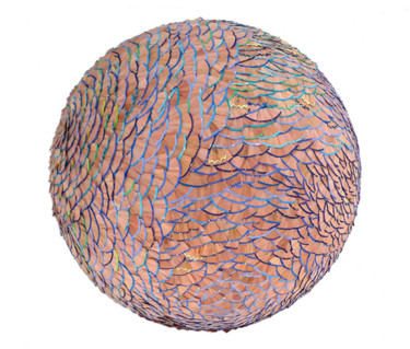 Escultura titulada "sphère bleue" por Helga Stuber, Obra de arte original, Madera