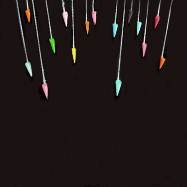 Рисунок под названием "pencil rain" - Helga Stuber, Подлинное произведение искусства, Карандаш Установлен на Деревянная рама…