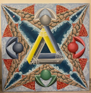 Peinture intitulée "Harmony of the elem…" par Helga, Œuvre d'art originale, Acrylique Monté sur Panneau de bois