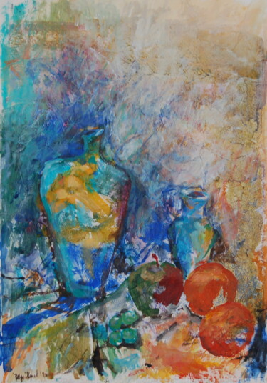 Painting titled "Vases and apples" by Helge Hensel, Original Artwork, Acrylic