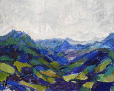 Peinture intitulée "Landscape BlueGreen" par Helge Hensel, Œuvre d'art originale, Huile