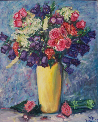 Painting titled "Bouquet of roses" by Helge Hensel, Original Artwork, Oil