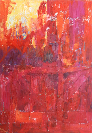 Painting titled "Vibrant Red" by Helge Hensel, Original Artwork, Oil