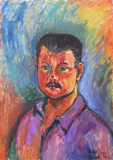 Malerei mit dem Titel "Self-Portrait" von Helge Hensel, Original-Kunstwerk, Öl