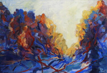 Painting titled "Landscape Woods" by Helge Hensel, Original Artwork, Oil