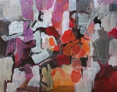 Картина под названием "Coloured Grey (Red…" - Helge Hensel, Подлинное произведение искусства, Акрил