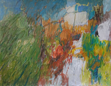 Pintura titulada "Landscape Field Edge" por Helge Hensel, Obra de arte original, Acrílico