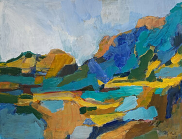 Malarstwo zatytułowany „Landscape Hills” autorstwa Helge Hensel, Oryginalna praca, Akryl
