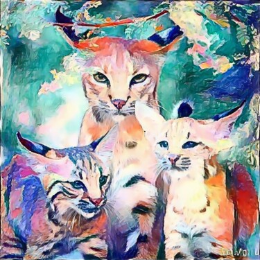 Digital Arts titled "Three Digital Cats 2" by Heli Anton, Original Artwork, 2D Digital Work