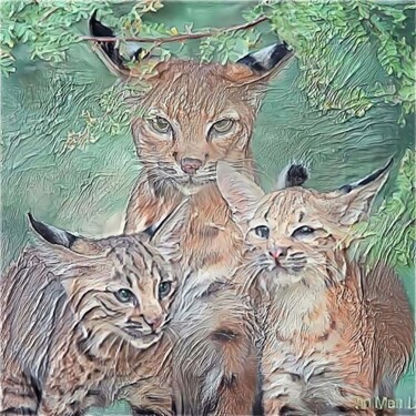 Arte digitale intitolato "Three Digital Cats 3" da Heli Anton, Opera d'arte originale, Lavoro digitale 2D